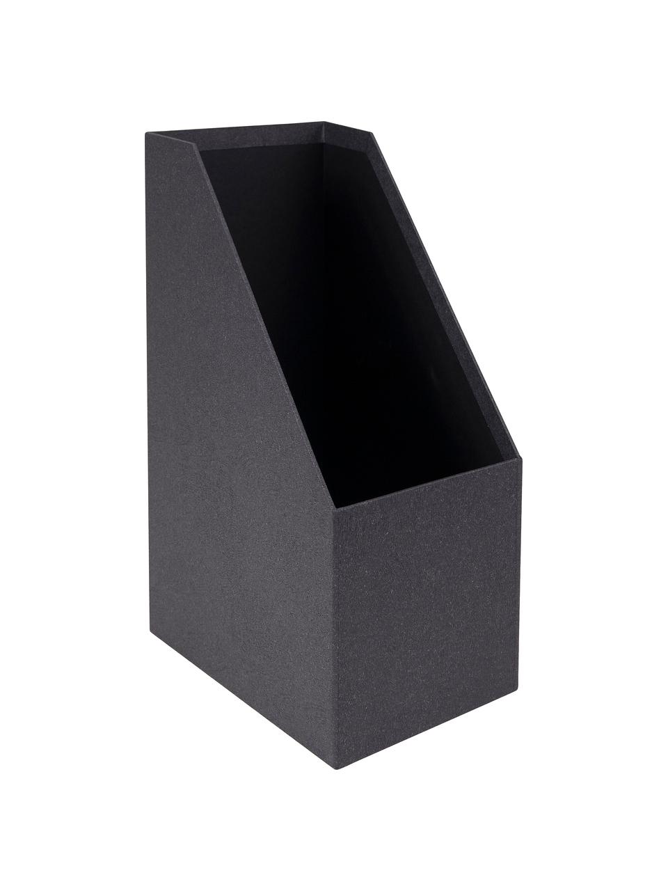 Tijdschriftencassette Estelle, Organizer: massief karton, met houtd, Zwart, beige, B 12 x H 32 cm