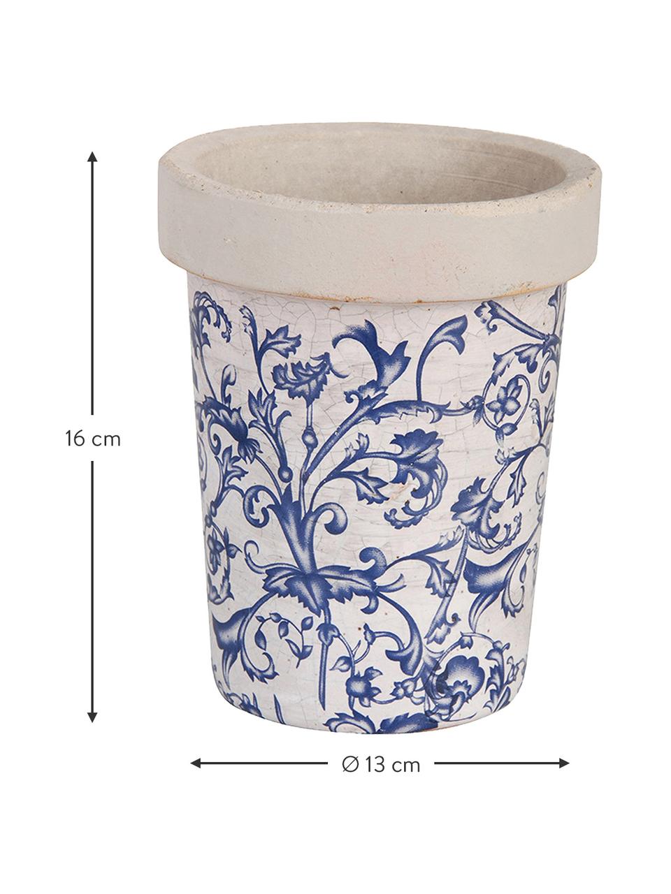 Obal na kvetináč Cerino, Keramika, Modrá, biela, Ø 13 x V 16 cm