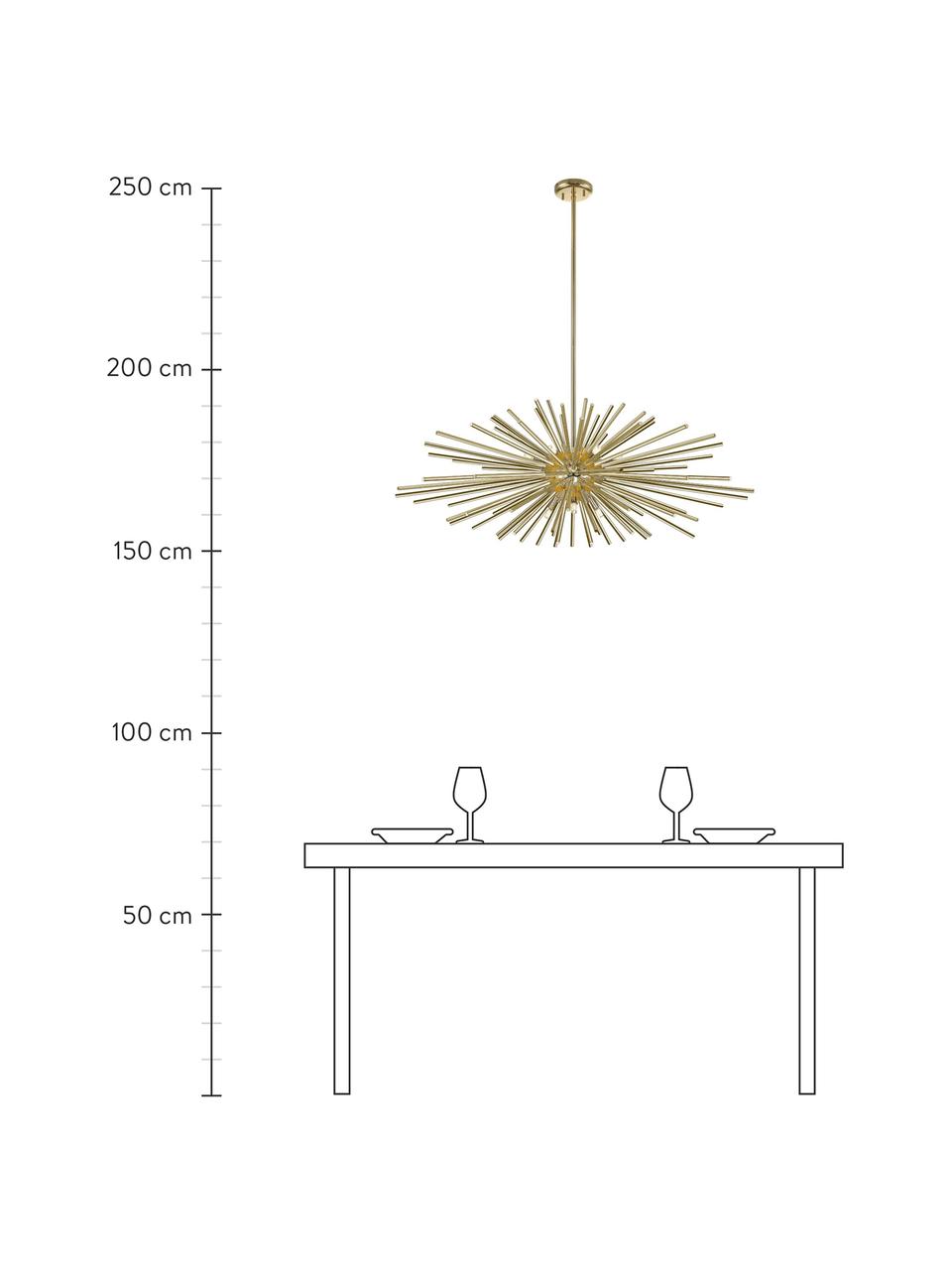 Grote design hanglamp Urchin, Lampenkap: geborsteld metaal, Baldakijn: geborsteld metaal, Goudkleurig, Ø 101 x H 50 cm