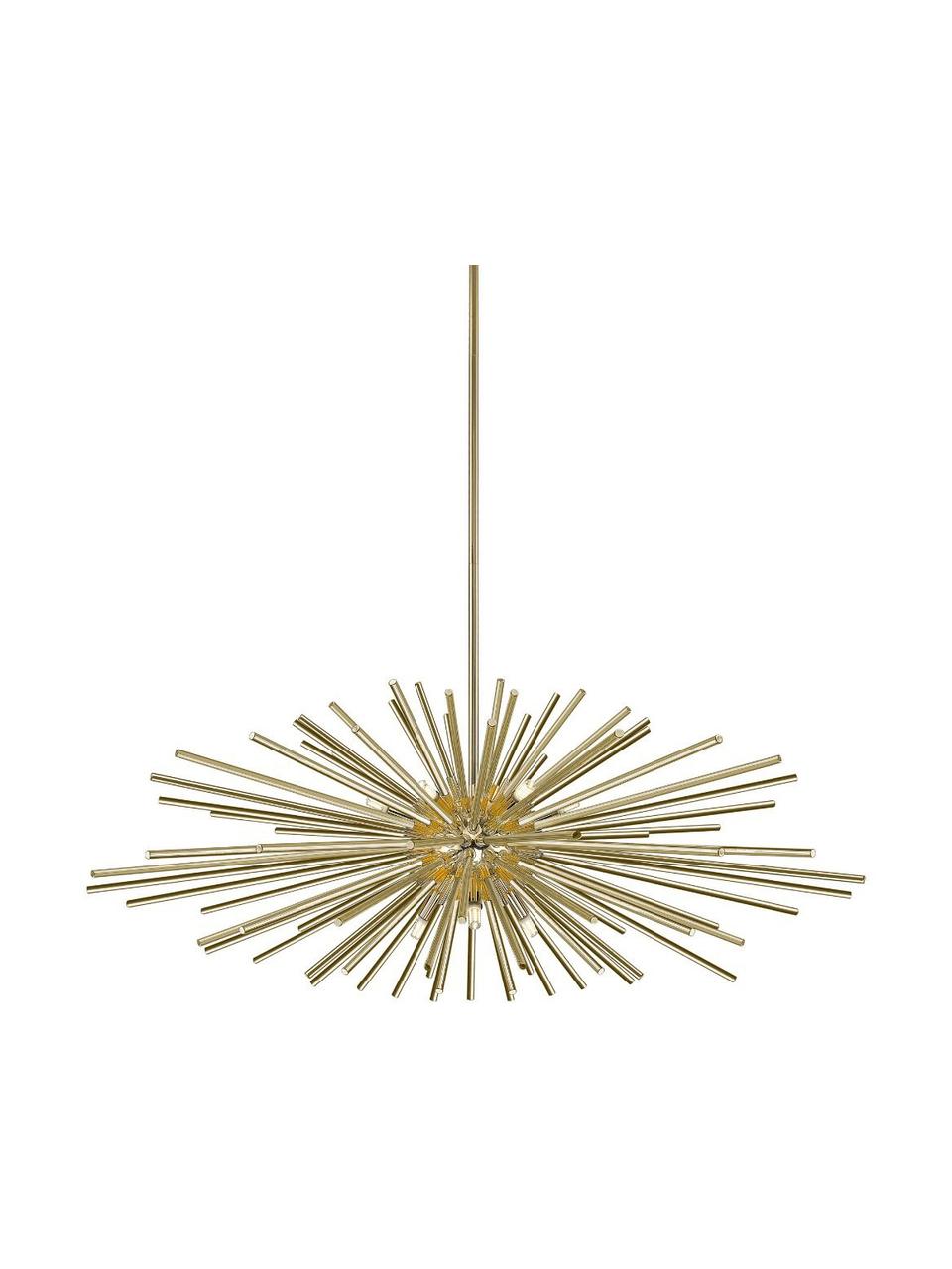 Grote design hanglamp Urchin, Lampenkap: geborsteld metaal, Baldakijn: geborsteld metaal, Goudkleurig, Ø 101 x H 50 cm