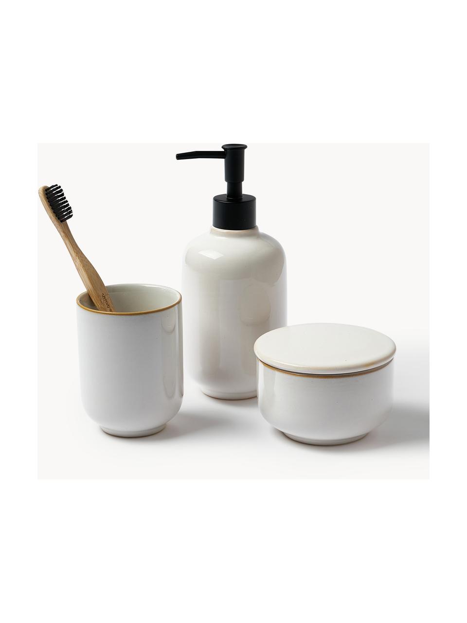 Set di 3 accessori per bagno Amper, Gres, Bianco latte, lucido, Set in varie misure