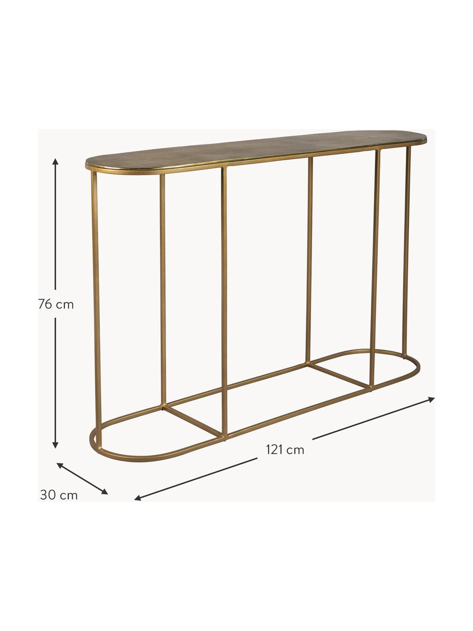 Metalen sidetable Zodiac, Gecoat metaal, Goudkleurig, B 121 x H 31 cm