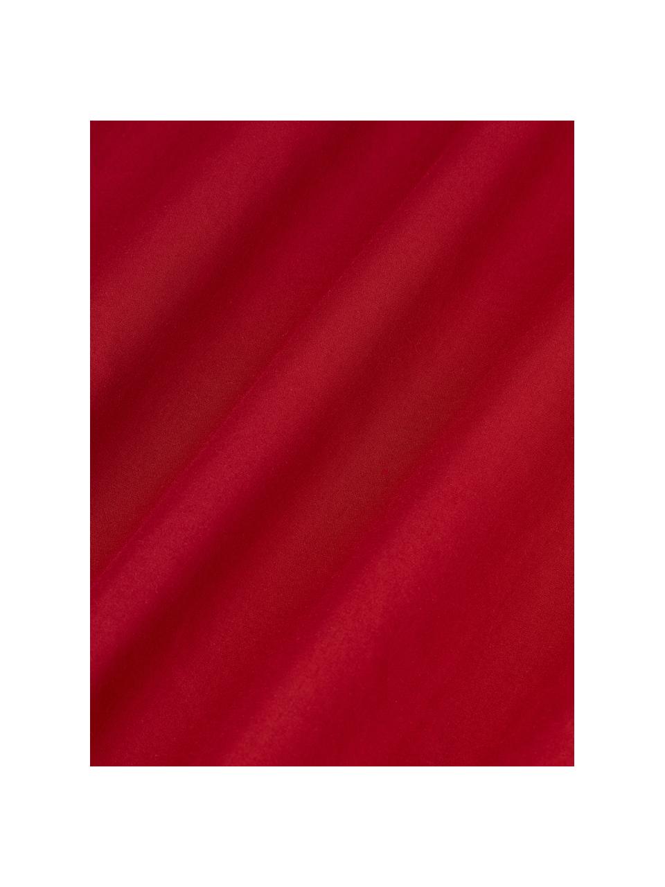 Lenzuolo con angoli topper in cotone percalle Elsie, Rosso, Larg. 90 x Lung. 200 cm, Alt. 15 cm