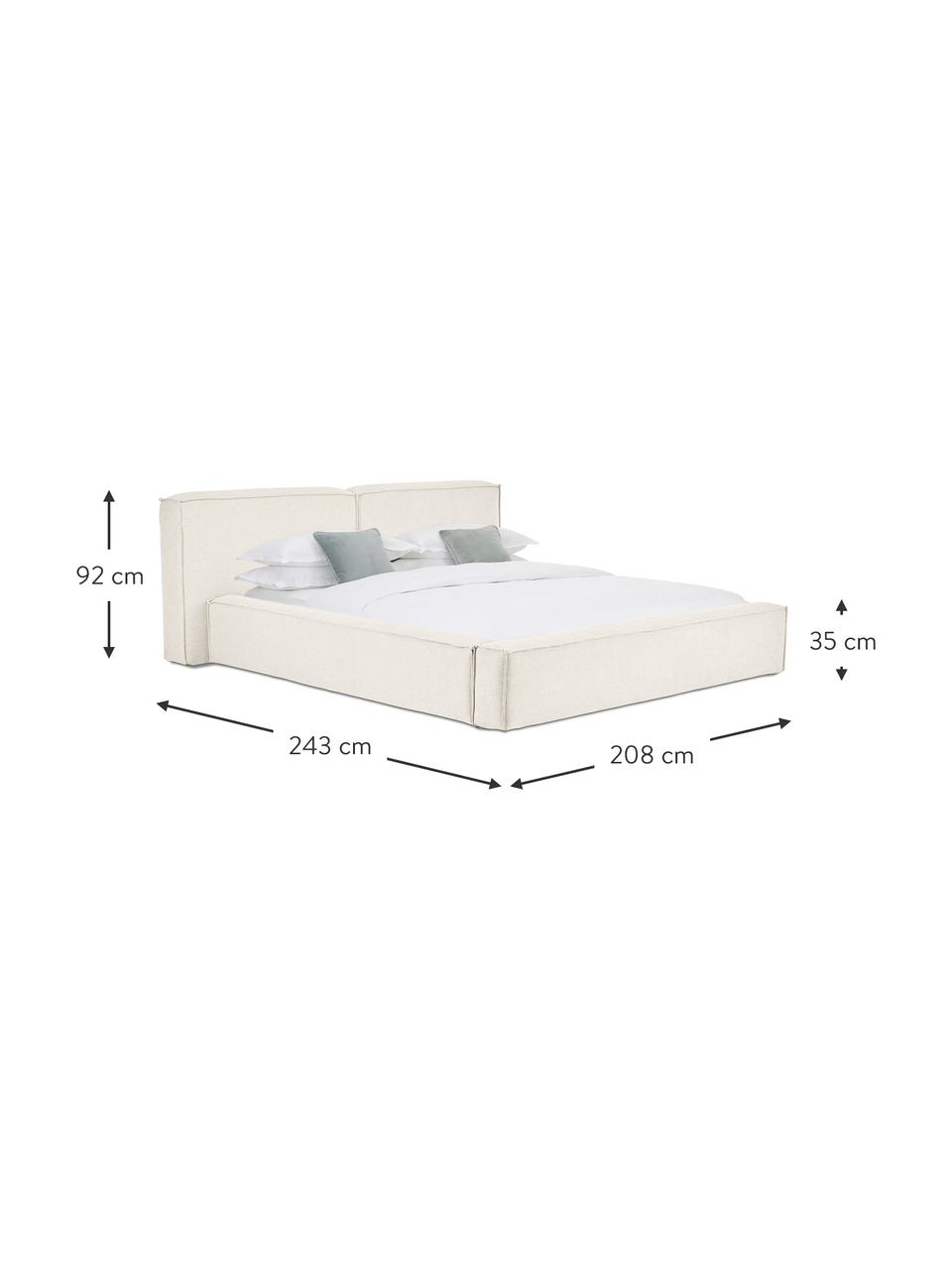 Letto imbottito Lennon, Rivestimento: 100% poliestere Il rivest, Struttura: legno di pino massiccio c, Piedini: legno certificato FSC, pl, Tessuto beige, Larg. 160 x Lung. 200 cm