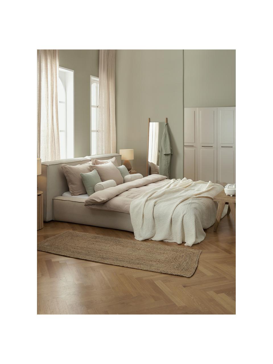 Letto imbottito Lennon, Rivestimento: 100% poliestere Il rivest, Struttura: legno di pino massiccio c, Piedini: legno certificato FSC, pl, Tessuto beige, Larg. 160 x Lung. 200 cm