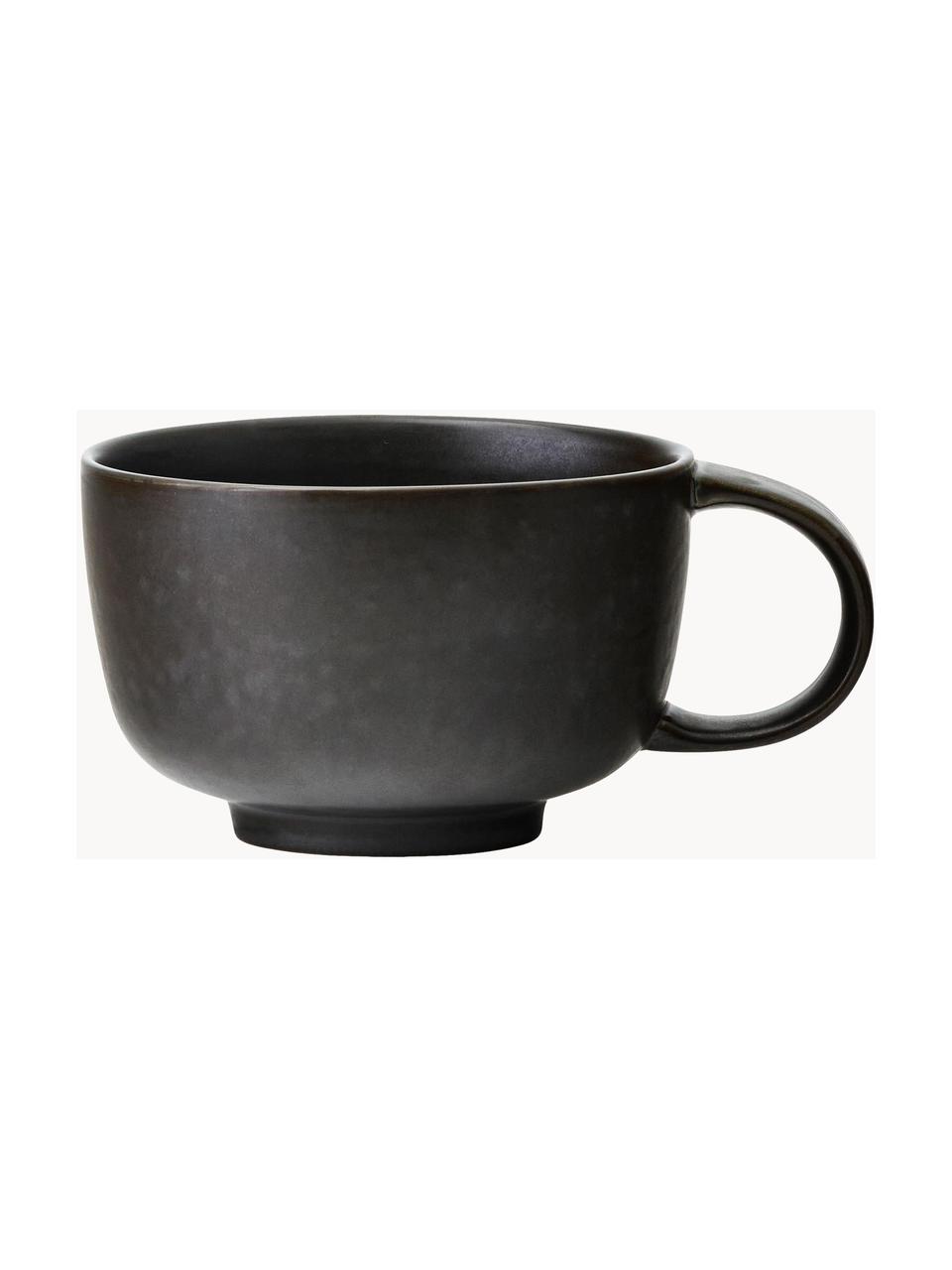 Ručne vyrobená čajová šálka z porcelánu New Norm, 2 ks, Porcelán, Antracitová, matná, Ø 10 x V 7 cm, 250 ml