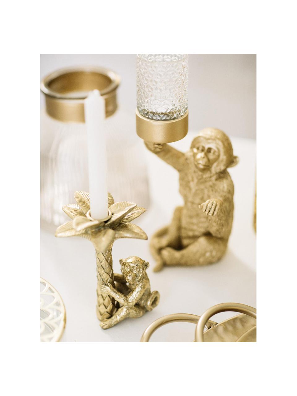 Świecznik na podgrzewacze Monkey, Tworzywo sztuczne, Odcienie złotego, S 16 x W 30 cm