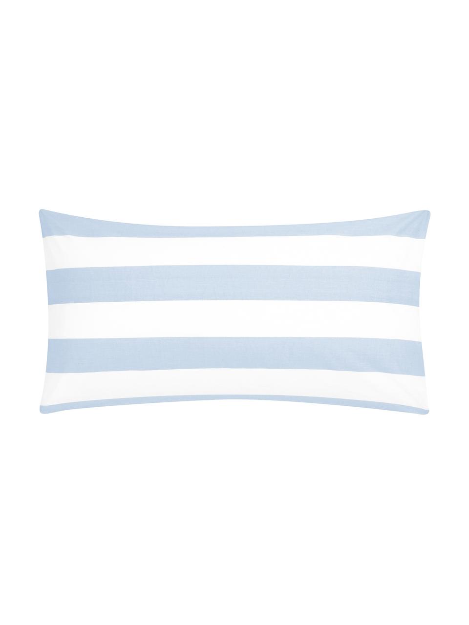 Funda de almohada de algodón Lorena, Azul claro, blanco crema, An 45 x L 85 cm