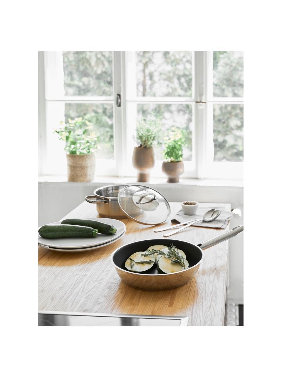 Set 3 padelle Elegance, Acciaio inossidabile 18/10, con rivestimento antiaderente, Acciaio inossidabile, nero, Set in varie misure
