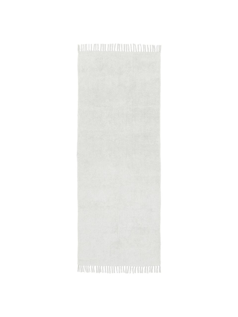 Ręcznie tuftowany chodnik z bawełny z frędzlami Daya, Jasny szary, S 80 x D 300 cm