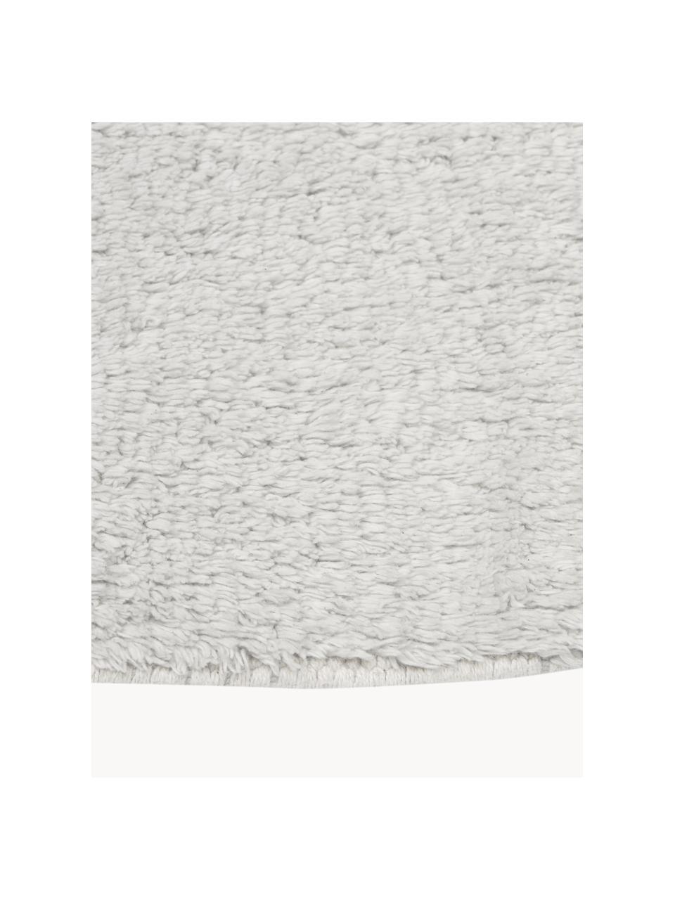 Tapis de couloir blanc en coton à franges, tufté main Daya, Gris clair, larg. 80 x long. 300 cm