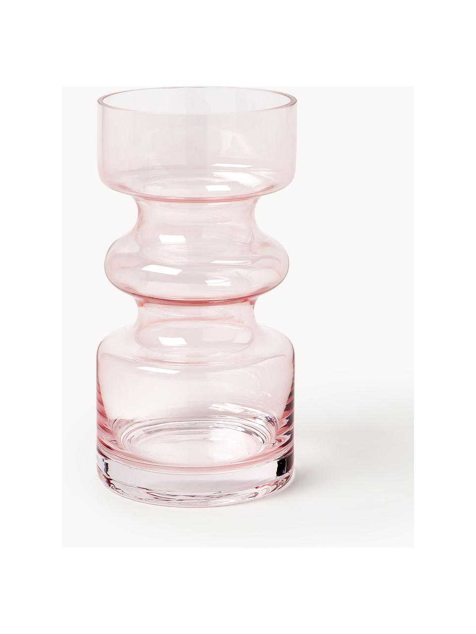 Ručně foukaná skleněná váza Clea, Sklo, Růžová, Ø 10 cm, V 18 cm