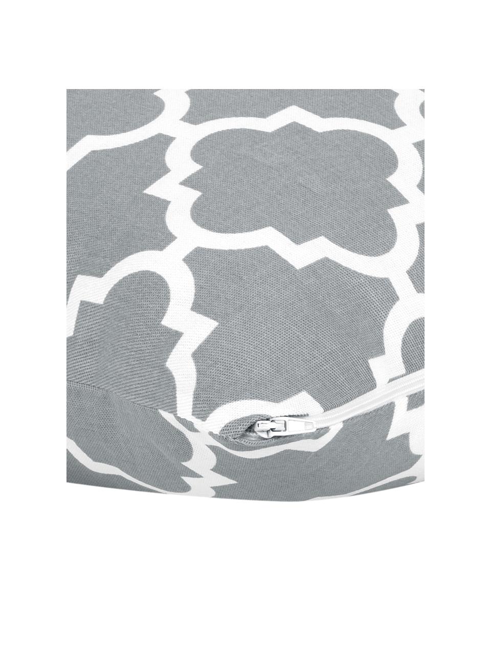 Kissenhülle Lana in Grau mit grafischem Muster, 100% Baumwolle, Hellgrau, Weiß, B 30 x L 50 cm