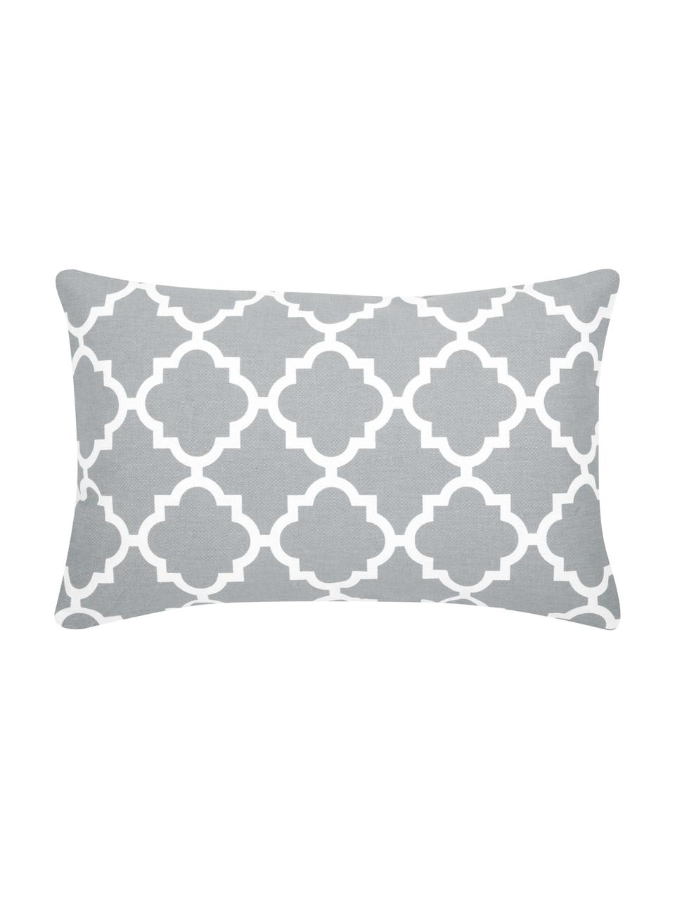 Housse de coussin rectangulaire gris Lana, 100 % coton, Gris, blanc, larg. 30 x long. 50 cm