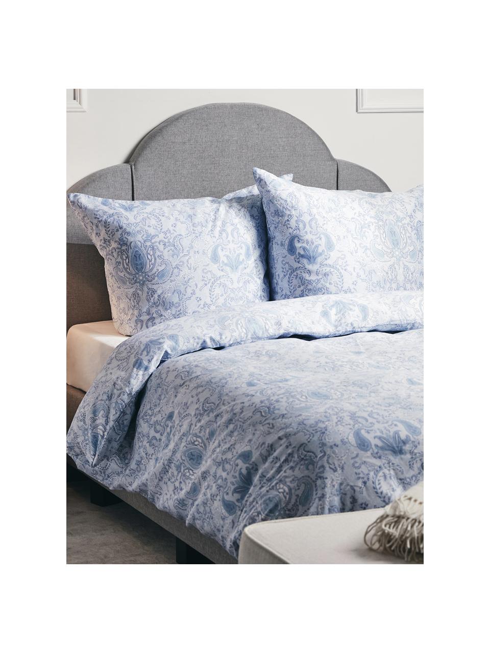 Baumwollsatin-Bettwäsche Grantham mit Paisley-Muster, Webart: Satin Fadendichte 200 TC,, Blau, 200 x 200 cm + 2 Kissen 80 x 80 cm