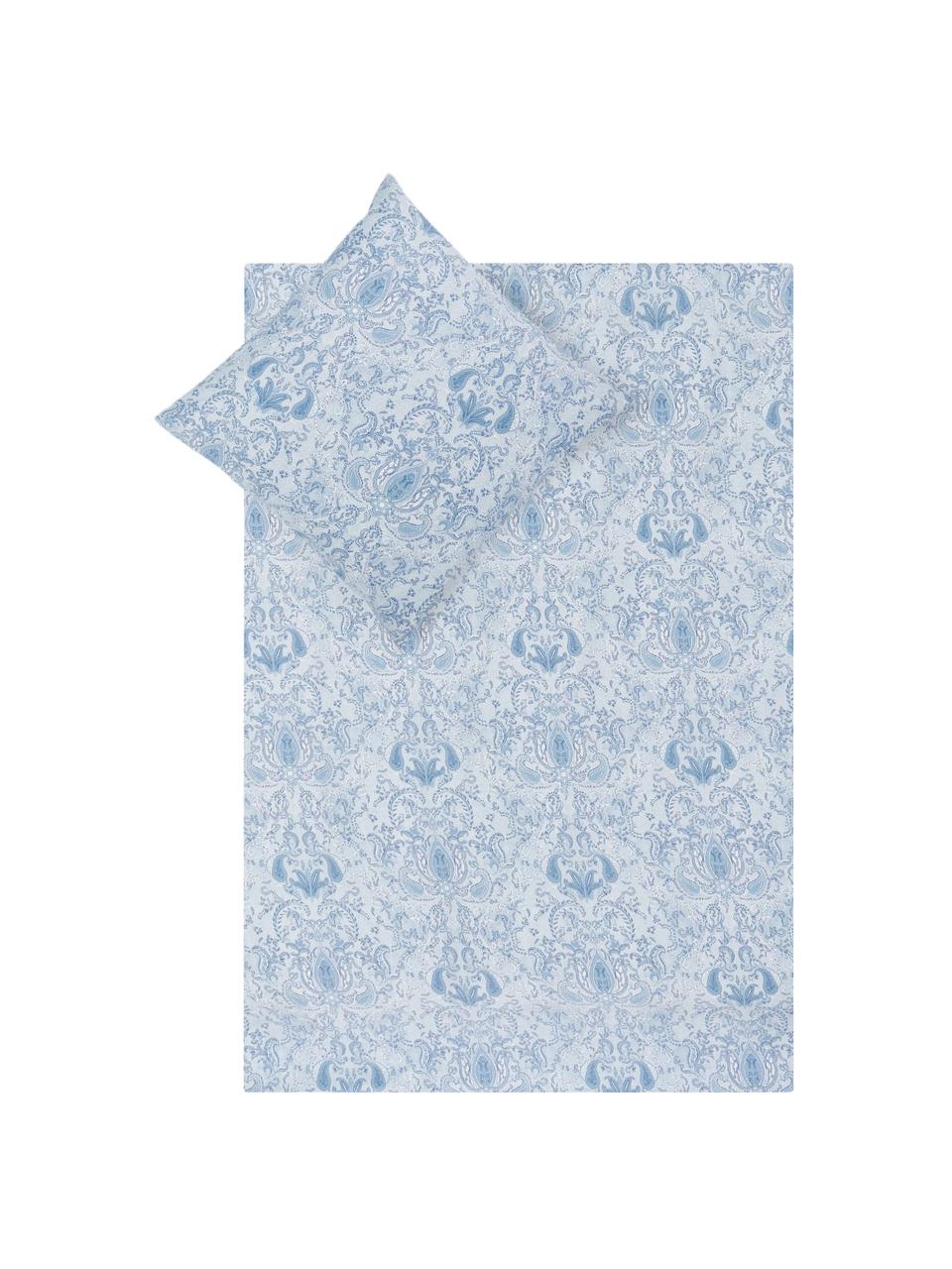 Pościel z satyny bawełnianej Grantham, Niebieski, 200 x 200 cm + 2 poduszki 80 x 80 cm