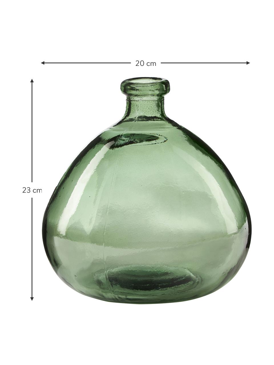 Vase bouteille Dina, Verre recyclé, certifié GRS, Vert, Ø 20 x haut. 23 cm