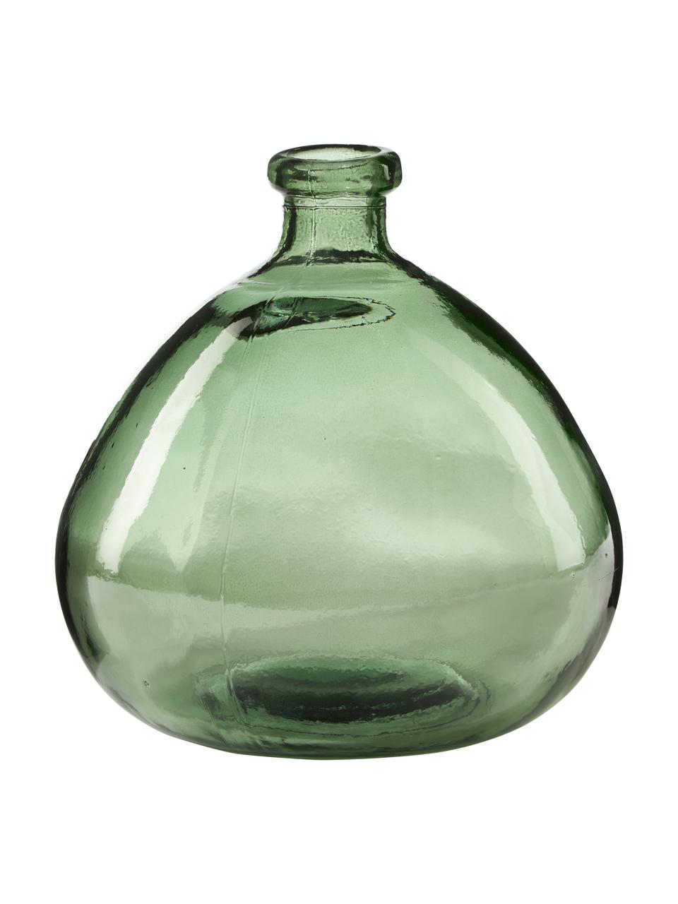 Vaso bottiglia Dina, Vetro riciclato, certificato GRS, Verde, Ø 20 x Alt. 23 cm