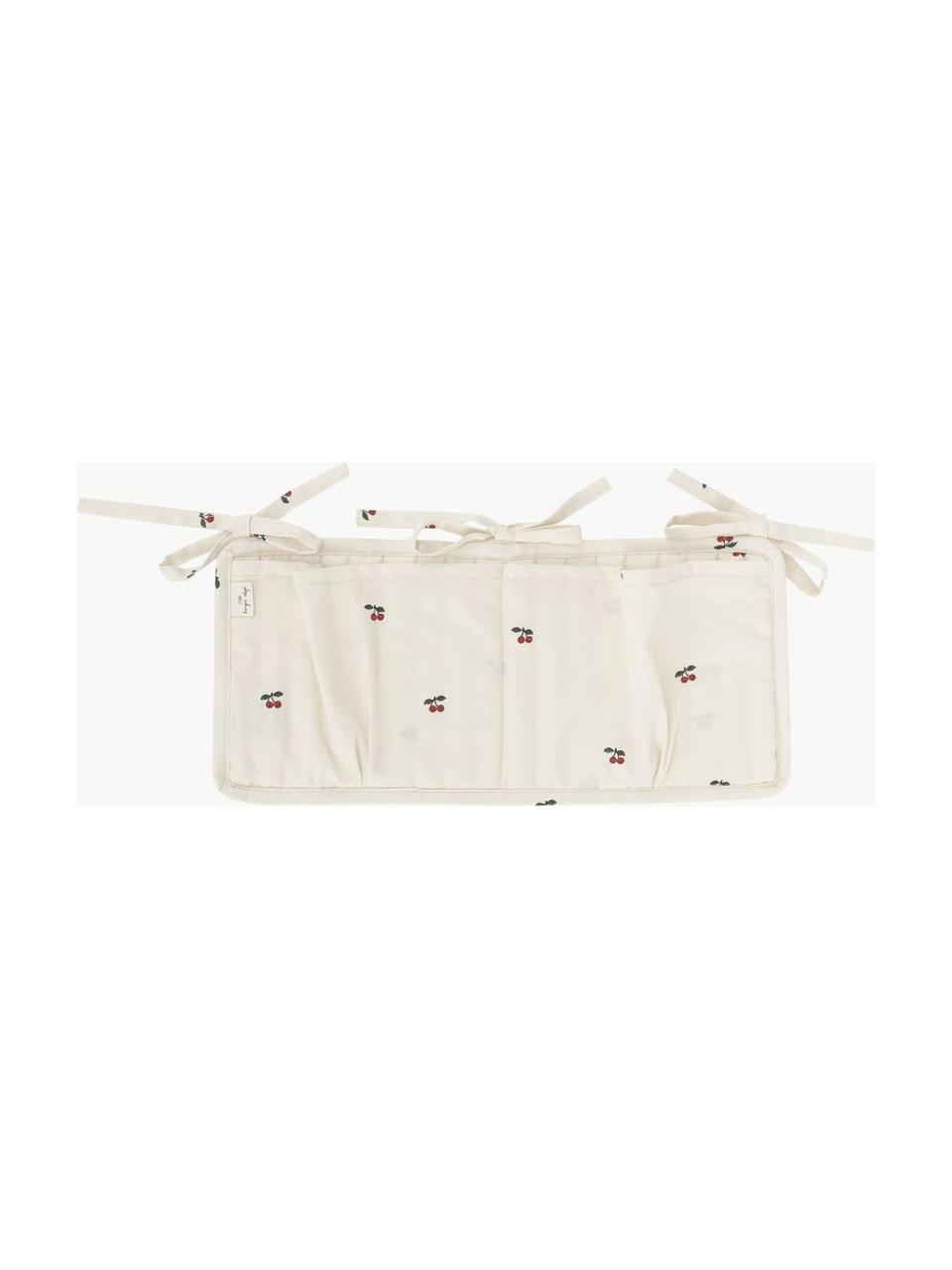 Sacs de couchage en satin de coton Quiltet, Blanc crème, motif cerise, larg. 34 x long. 17 cm
