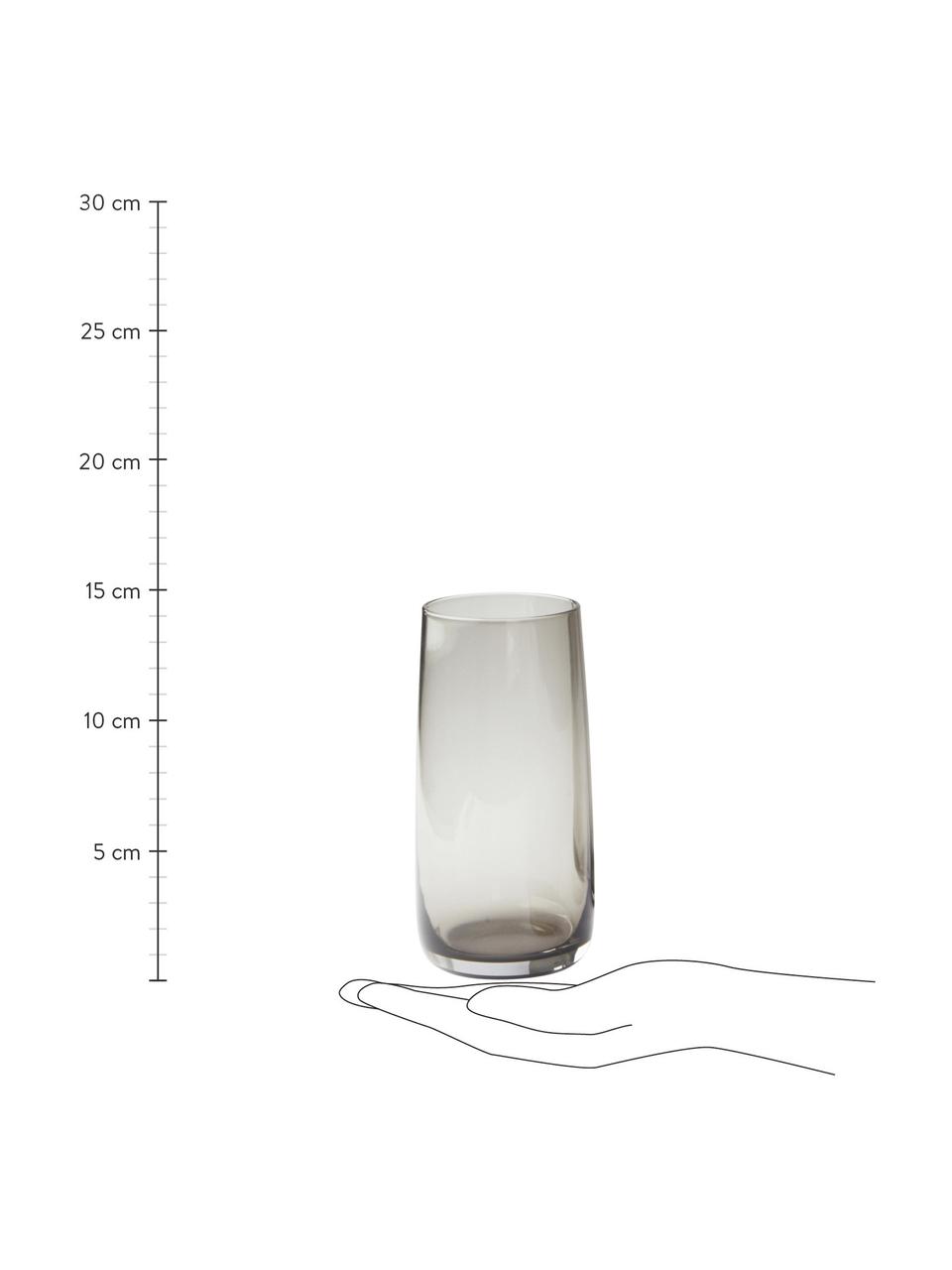 Vasos Ciel, 8 uds., Vidrio, Gris transparente, Ø 8 x Al 15 cm, 440 ml