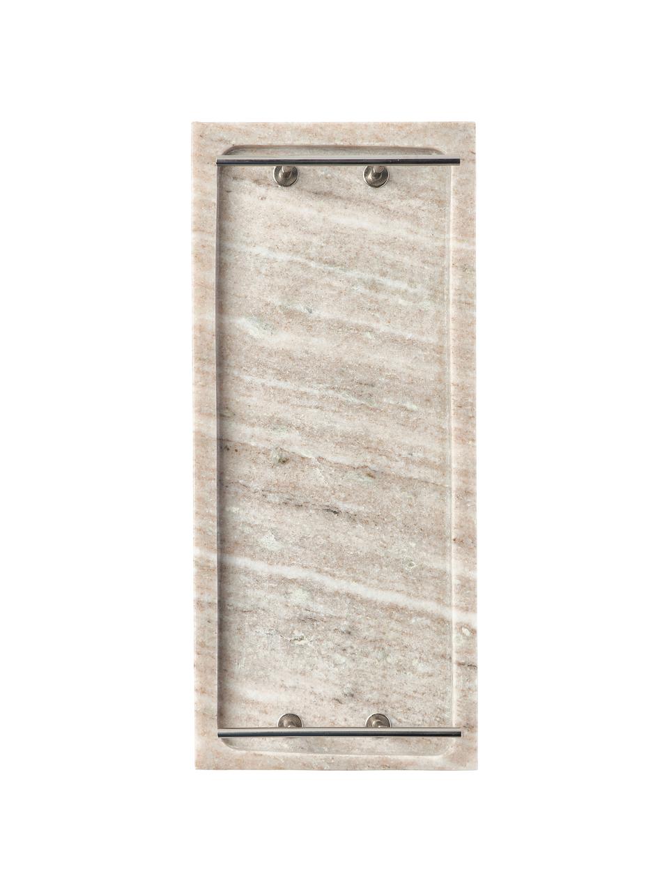Bandeja decorativa de mármol Terri, Asas: metal recubierto, Mármol beige, An 30 x Al 5 cm