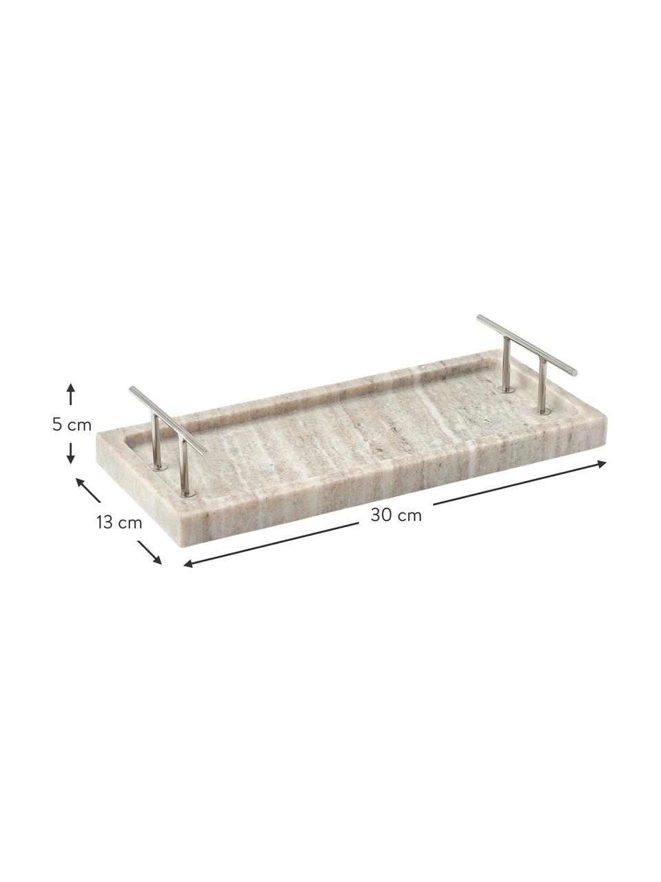 Vassoio decorativo in marmo Terri, Mensola: marmo, Beige marmorizzato, Larg. 30 x Alt. 5 cm