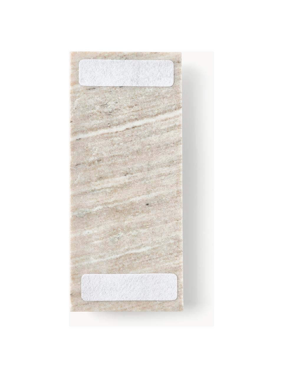 Decoratief dienblad Terri van marmer, Plank: marmer, Handvatten: gecoat metaal, Beige, gemarmerd, B 30 x D 13 cm