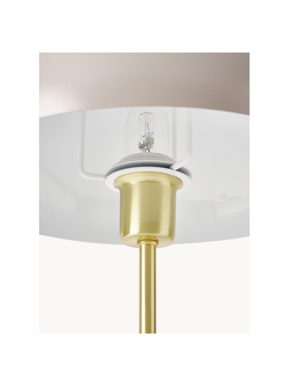 Tafellamp Matilda, Lampenkap: gepoedercoat metaal, Lampvoet: vermessingd metaal, Beige, goudkleurig, Ø 29 x H 45 cm