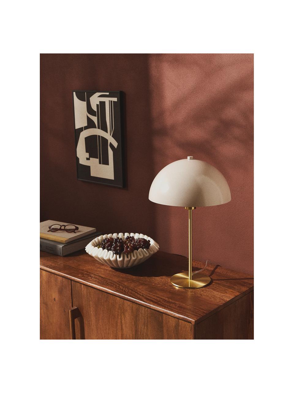 Tafellamp Matilda, Lampenkap: gepoedercoat metaal, Lampvoet: vermessingd metaal, Messingkleurig, beige, Ø 29 x H 45 cm