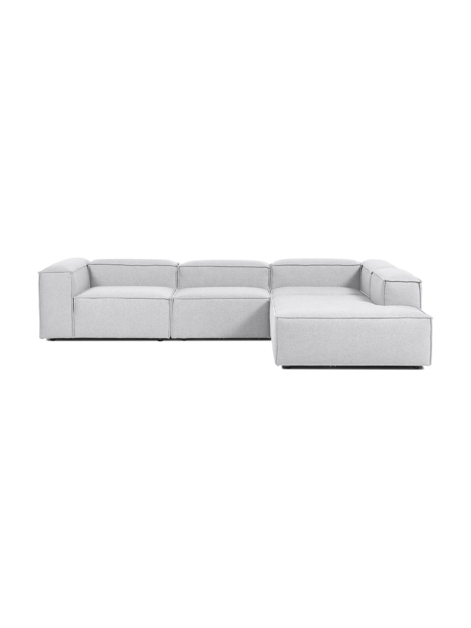 Divano angolare componibie XL Lennon, Rivestimento: 100% poliestere Con 115.0, Struttura: legno di pino massiccio, , Piedini: plastica, Tessuto grigio chiaro, Larg. 329 x Alt. 68 cm, chaise-longue a destra