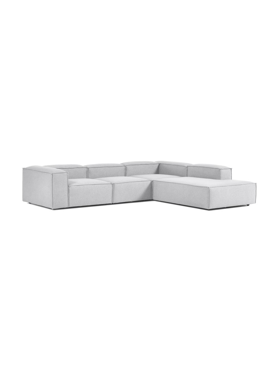 Canapé d'angle XL modulable Lennon, Tissu gris clair, larg. 329 x haut. 68 cm, méridienne à droite