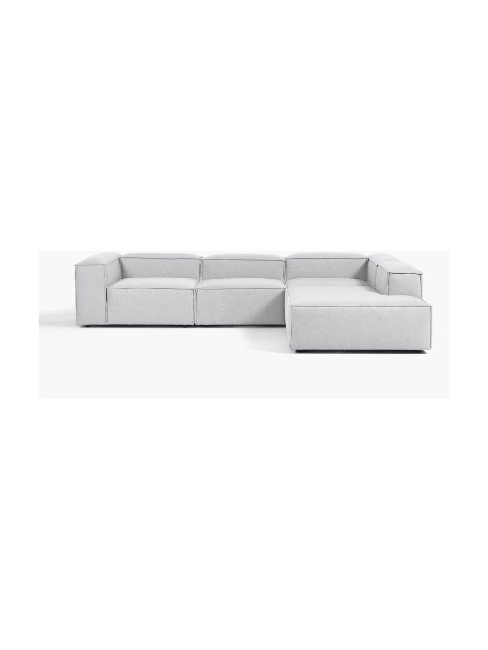 Narożna sofa modułowa XL Lennon, Tapicerka: 100% poliester Dzięki tka, Stelaż: lite drewno sosnowe, skle, Nogi: tworzywo sztuczne Ten pro, Szara tkanina, S 329 x G 269 cm,  prawostronna