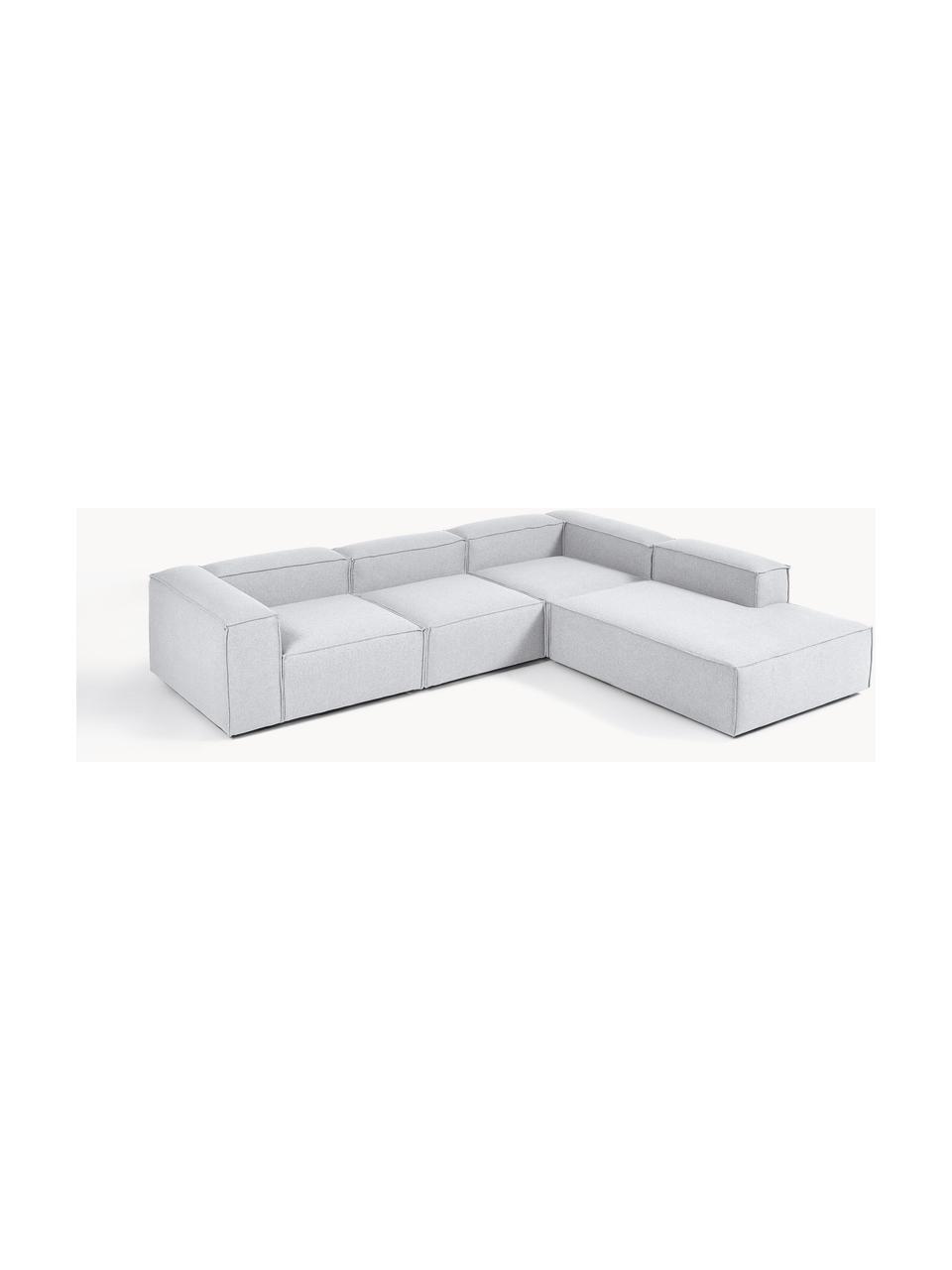 Narożna sofa modułowa XL Lennon, Tapicerka: 100% poliester Dzięki tka, Stelaż: lite drewno, sklejka, Nogi: tworzywo sztuczne, Szara tkanina, S 329 x G 269 cm,  prawostronna