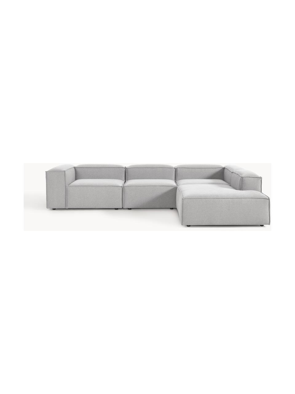 Modulares XL-Ecksofa Lennon, Bezug: 100 % Polyester Der strap, Gestell: Massives Kiefernholz, Spe, Webstoff Grau, B 329 x T 269 cm, Eckteil rechts