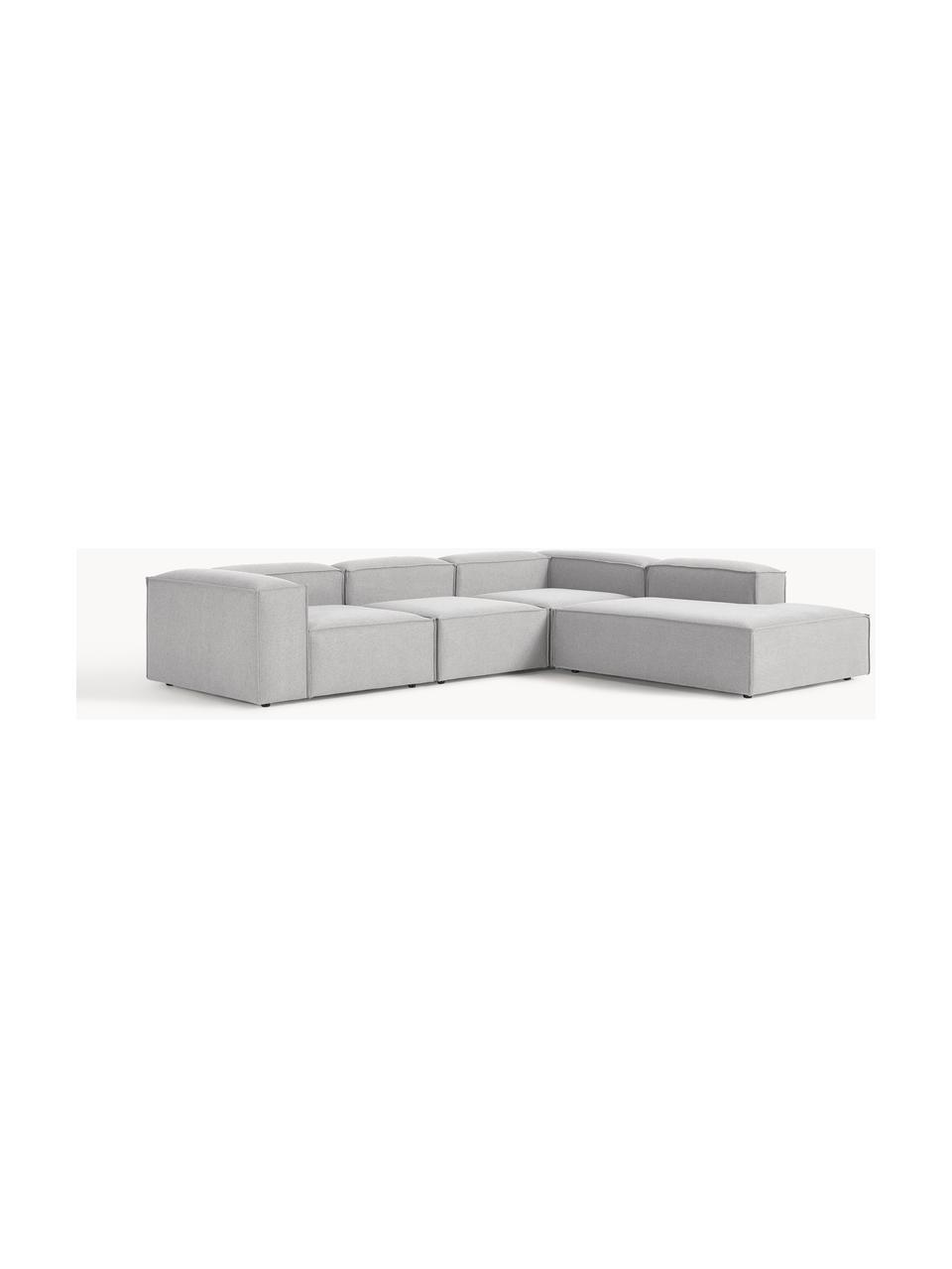 Narożna sofa modułowa XL Lennon, Tapicerka: 100% poliester Dzięki tka, Stelaż: lite drewno sosnowe, skle, Nogi: tworzywo sztuczne Ten pro, Szara tkanina, S 329 x G 269 cm, prawostronna