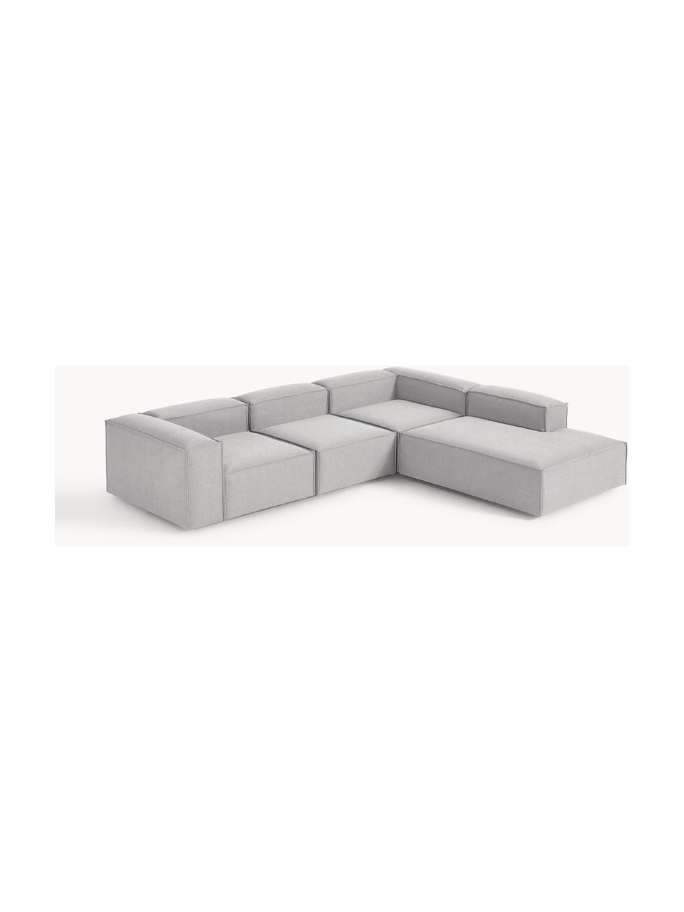 Modulares XL-Ecksofa Lennon, Bezug: 100 % Polyester Der strap, Gestell: Massives Kiefernholz, Spe, Füße: Kunststoff Dieses Produkt, Webstoff Grau, B 329 x T 269 cm, Eckteil rechts