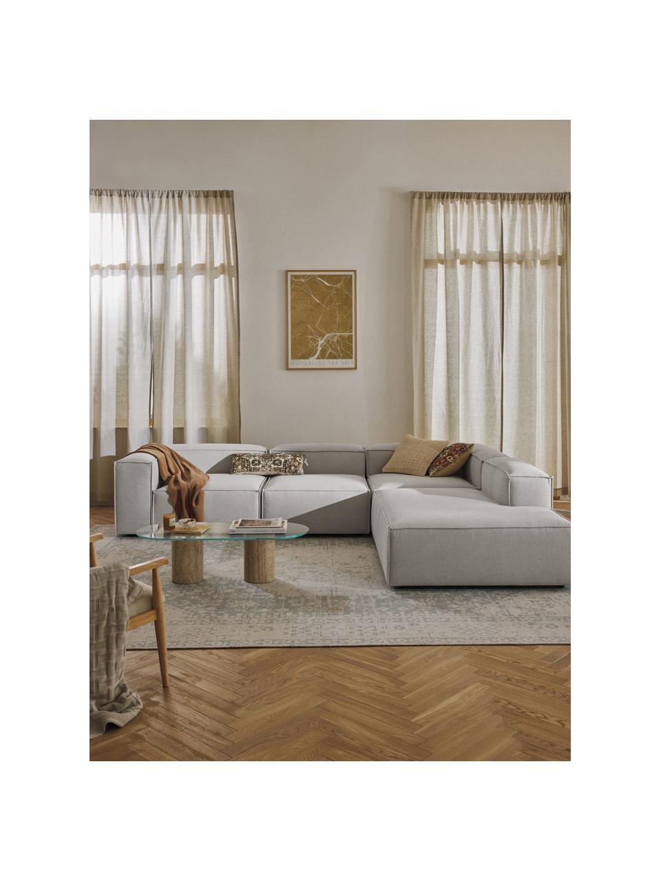 Canapé d'angle XL modulable Lennon, Tissu gris, larg. 329 x prof. 269 cm, méridienne à droite