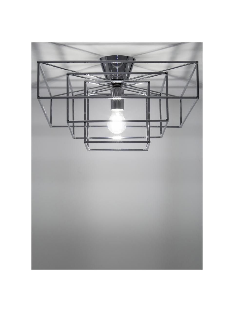 Plafondlamp Cube in chroomkleurig, Verchroomd messing, Chroomkleurig, 46 x 27 cm