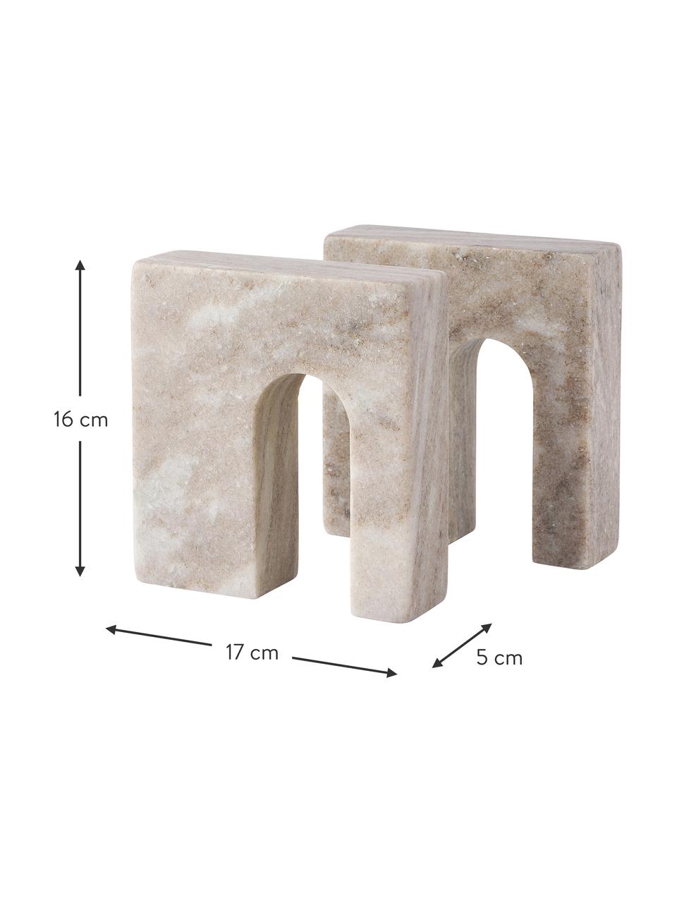 Podpórka do książek z marmuru Kai, 2 szt., Marmur, Taupe, marmurowy, S 17 x W 16 cm
