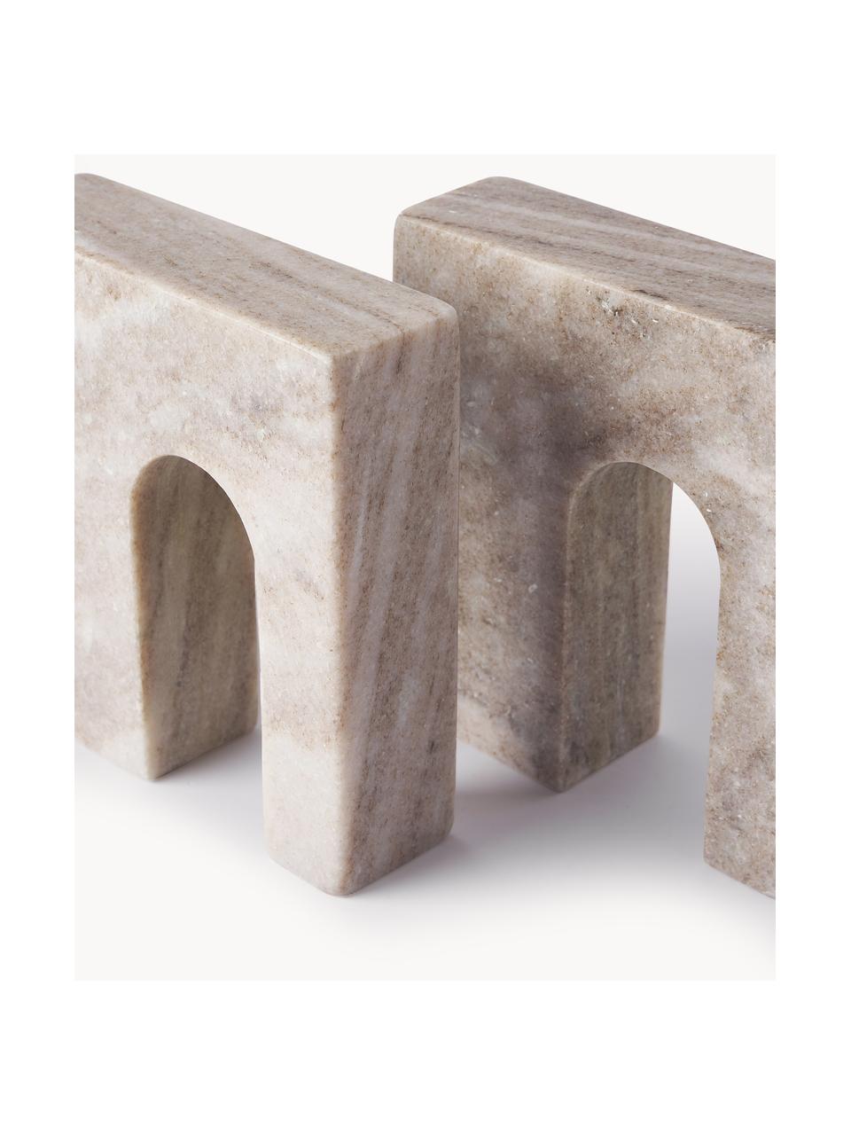 Marmor-Buchstützen Kai, 2 Stück, Marmor, Taupe, marmoriert, B 17 x H 16 cm