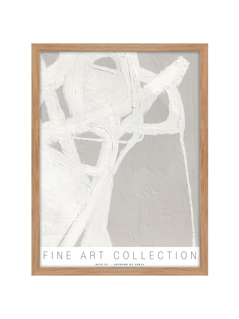 Gerahmter Digitaldruck Dive In, Bild: Hartgepresster Karton, Rahmen: Eichenholz, Weiß, Hellgrau, B 30 x H 40 cm