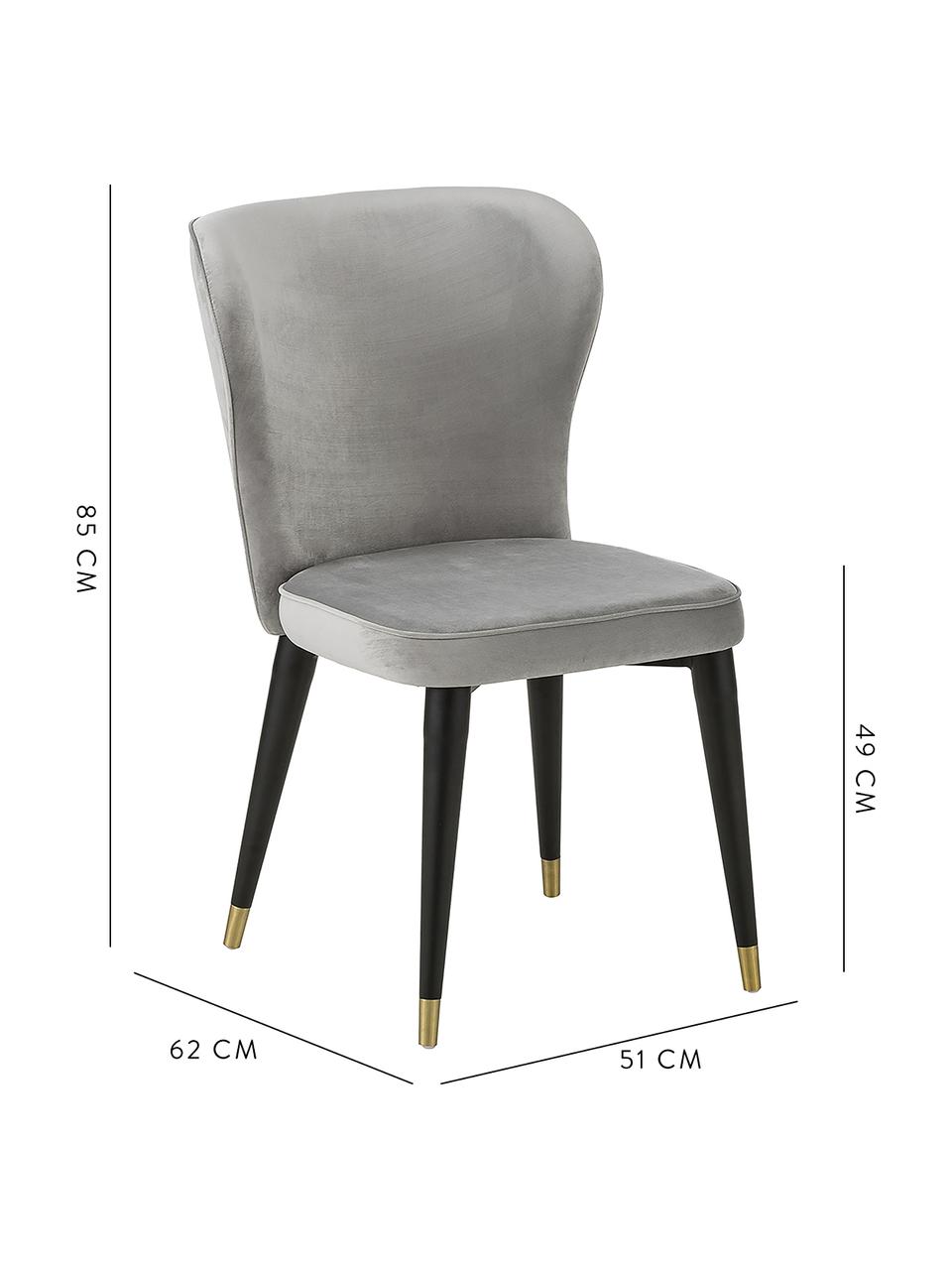 Krzesło tapicerowane z aksamitu Cleo, Tapicerka: aksamit (poliester) Dzięk, Nogi: metal lakierowany, Aksamitny szary, S 51 x G 62 cm