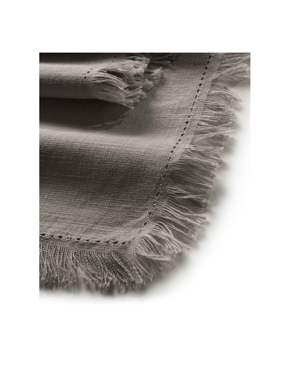 Camino de mesa de algodón con flecos Henley, 100% algodón, Gris, An 40 x L 140 cm