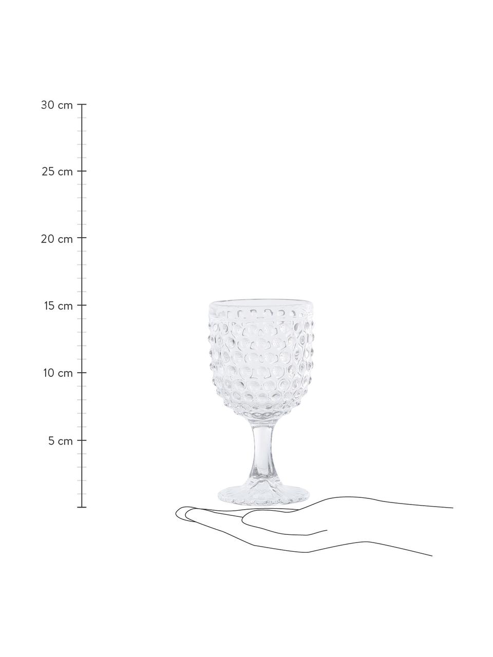 Waterglazen Perloa met structuurpatroon, 6 stuks, Glas, Transparant, Ø 8 x H 17 cm