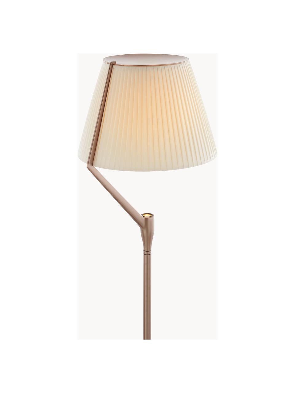 Grosse dimmbare LED-Stehlampe Angelo Stone, Lampenschirm: Polycarbonat mit Stoff üb, Off White, Taupe mit Metallic-Finish, H 173 cm