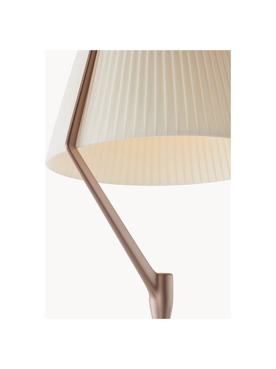 Große dimmbare LED-Stehlampe Angelo Stone, Lampenschirm: Polycarbonat mit Stoff üb, Off White, Taupe mit Metallic-Finish, H 173 cm