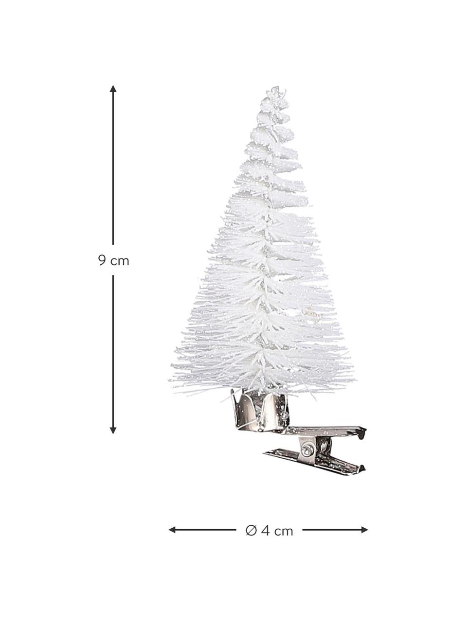Ozdoby na stromeček s klipem Whitoo, 6 ks, Umělá hmota, kov, Bílá, Ø 4 cm, V 9 cm