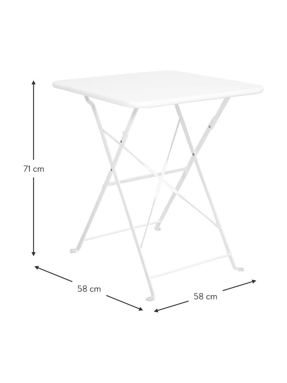 Klappbarer Balkontisch Daisy aus Metall, Ø 58 cm, Metall, pulverbeschichtet, Weiß, B 58 x H 71 cm