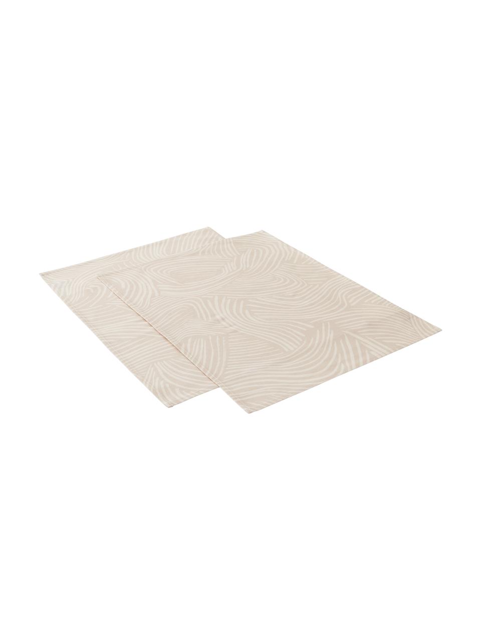 Baumwoll-Tischsets Vida in Beige mit feinen Linien, 2 Stück, 100% Baumwolle, Beige, 35 x 45 cm