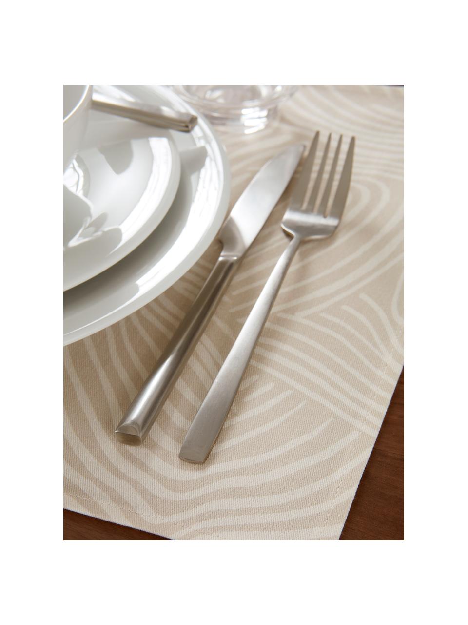 Placemats Vida met patroon, 2 stuks, 100% katoen, Beige, 35 x 45 cm